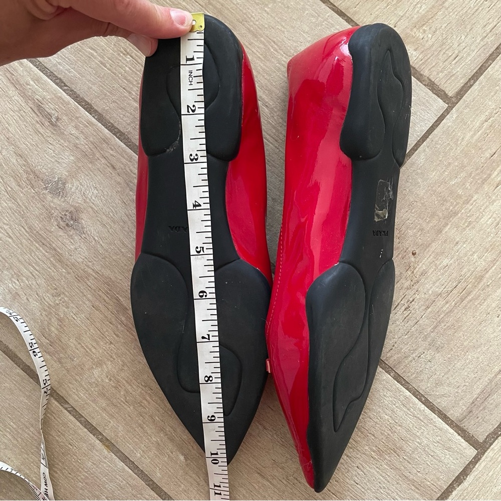 Prada Red Patent Leather Pointed Toe Flats 36.5 - Picture 10 of 10